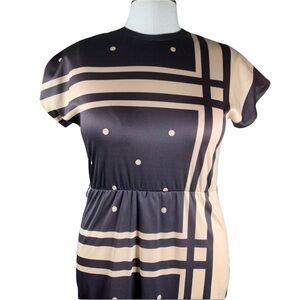 Lady Carol vintage retro brown tan short sleeve sheath dress M